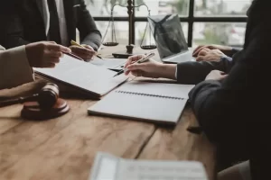 Lawyers meeting in an office